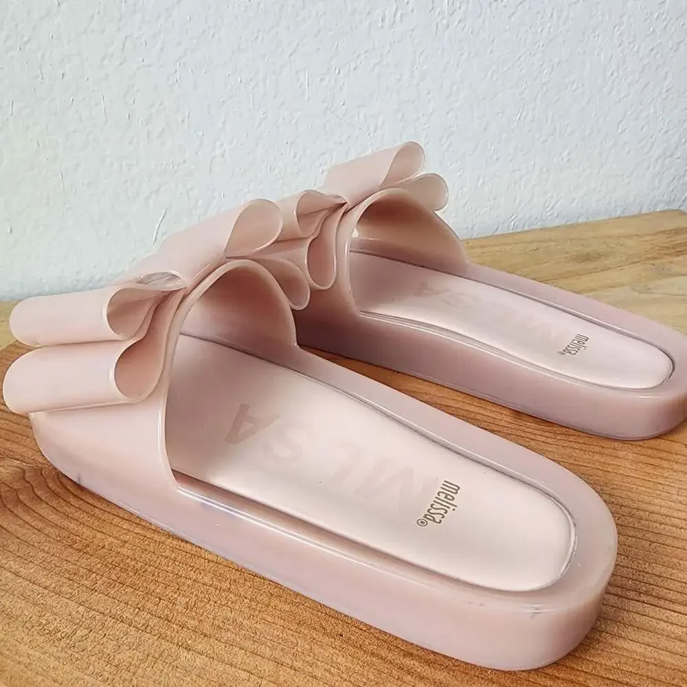Melissa Jelly Slide Sandals Womens Size 9 Pink Bow Slip On Waterproof Comfort